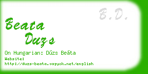 beata duzs business card