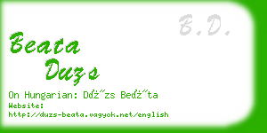 beata duzs business card